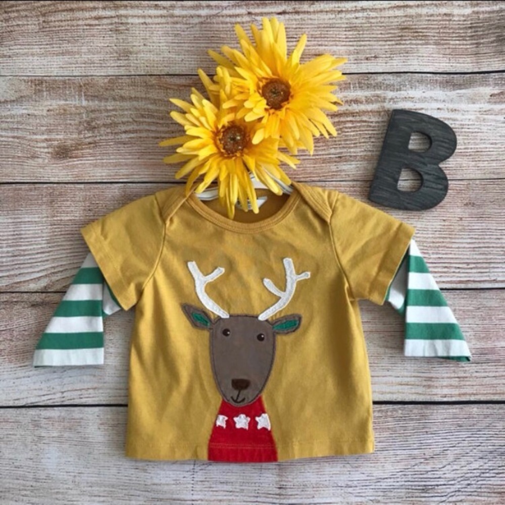 Mini Boden Infant Reindeer Appliqué Shirt